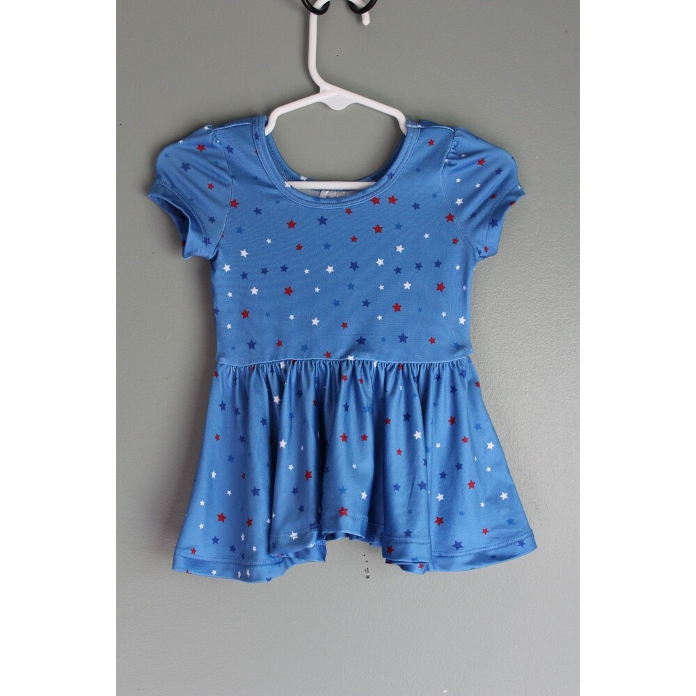 Dot Dot Smile Baby Girls Patriotic Red White Blue Star 4th of July 6-12M